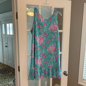 NWT Lilly Pulitzer Kristen (flounce style!) dress XXL in Amalfi Blue 🐠🐠🐠